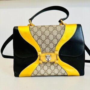 GUCCI 3-WAY SIGNATURE MONOGRAM GG LOGO TIGER HEAD SATCHEL CROSSBODY BAG ITALY